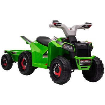 Quad Eléctrico Para Niños De 18-36 Meses Con Remolque Verde Homcom