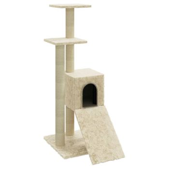 Rascador Para Gatos Con Postes De Sisal Color Crema 92 Cm Vidaxl