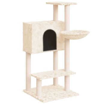 Rascador Para Gatos Con Postes De Sisal Crema 108,5 Cm Vidaxl