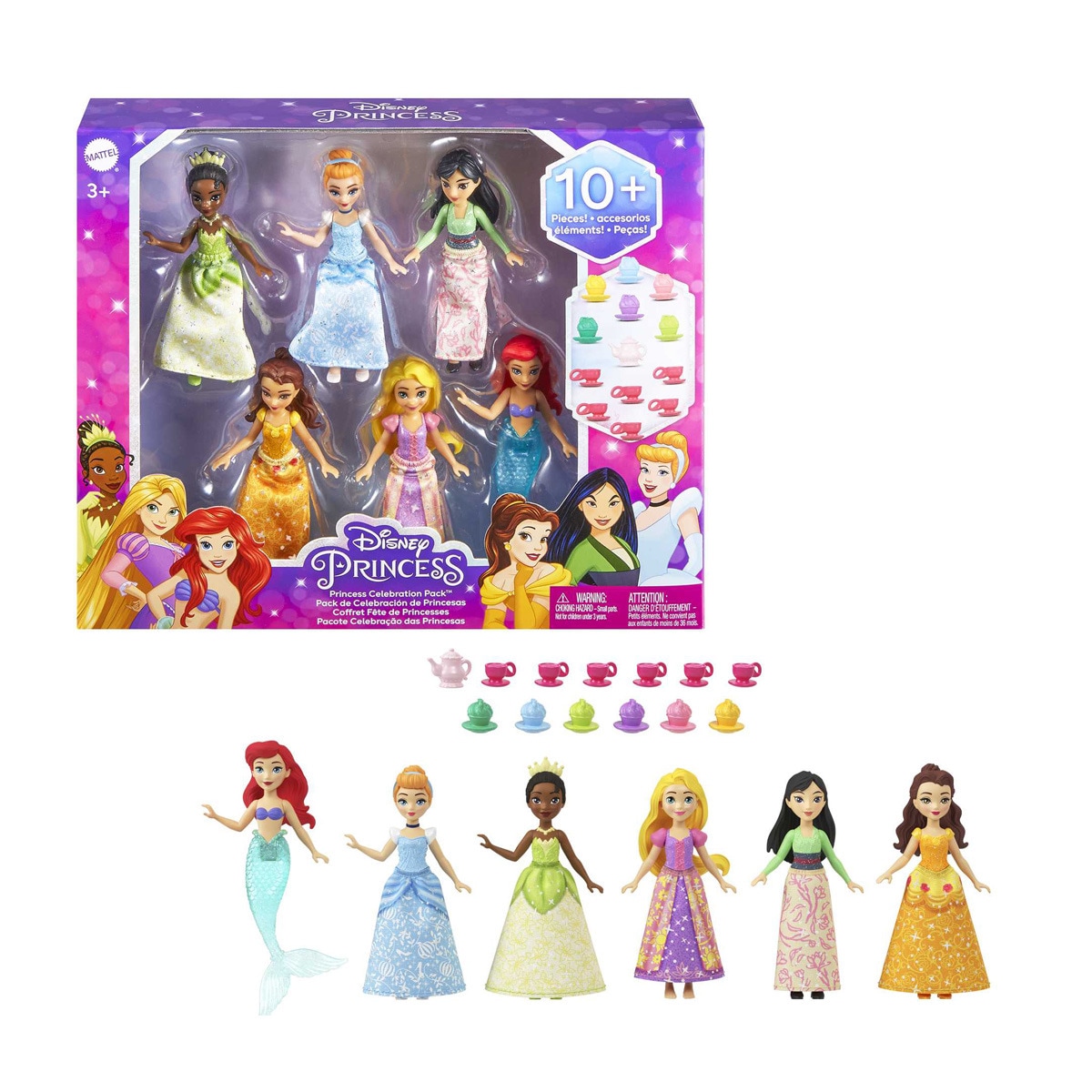 Mattel - Pack 6 Muñecas Princesas Fiesta Del Té Disney Princess Minis