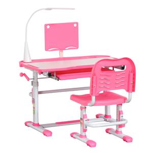 Homcom - Escritorio y silla ajustables Rosa