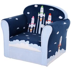 Homcom - Sillón infantil azul con cohetes