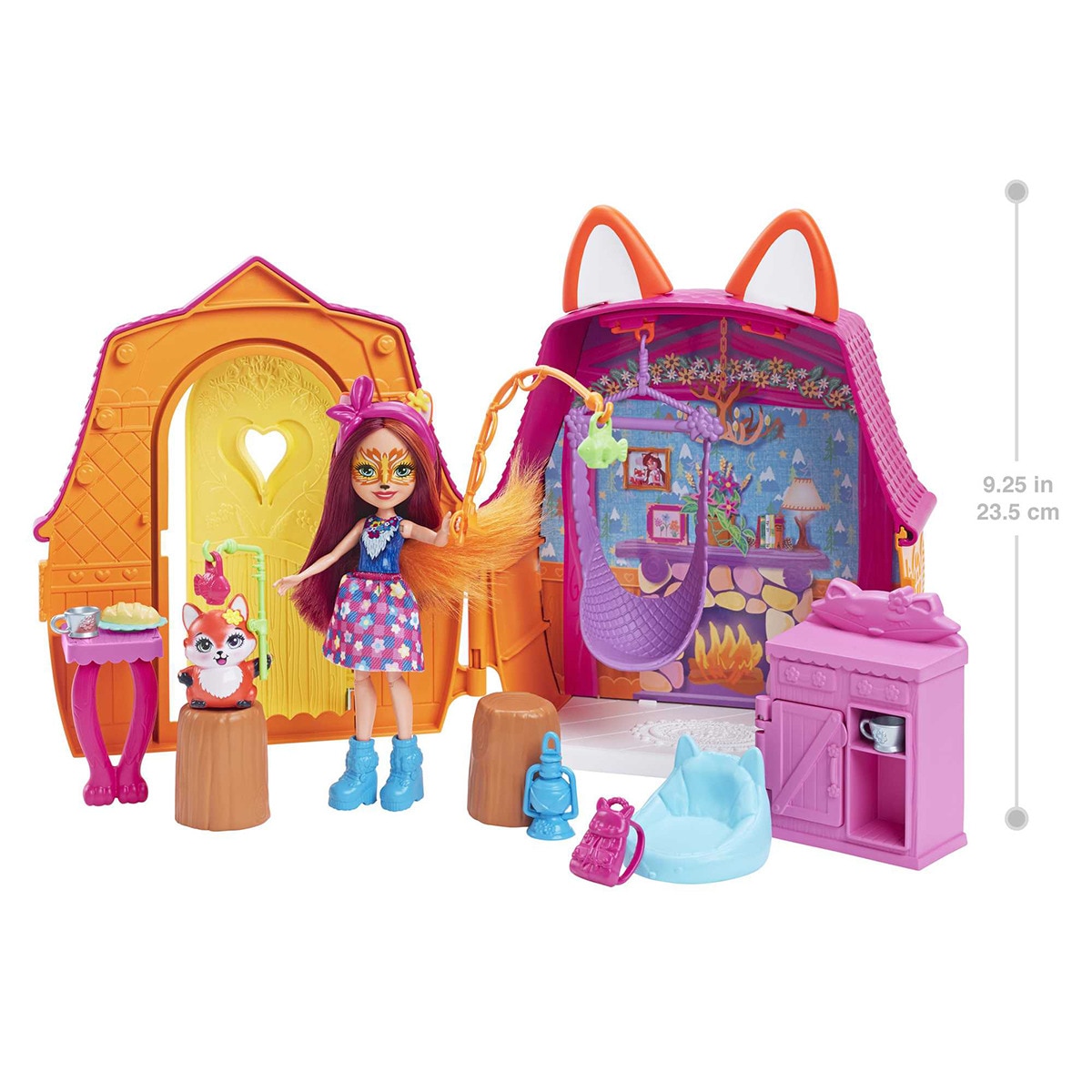 Enchantimals - Casita De Felicity Fox Casa De Muñecas Plegable Con Figura, Mascota Zorro Y Muebles