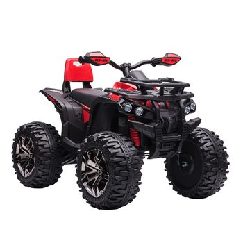 Quad Eléctrico Niños +3 Años 12v Con Faros Música Rojo Homcom