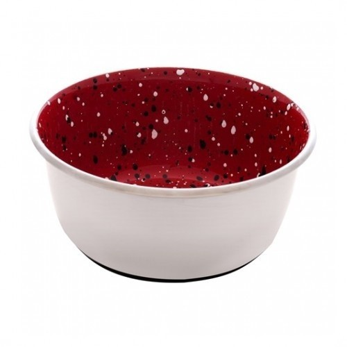 Comedero de acero inoxidable Dogit Red Speckle color Rojo