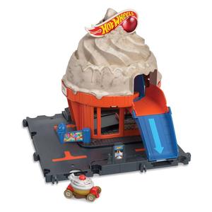 Hot Wheels - Pista de carreras City Tienda de helados con 1 vehículo incluido ㅤ