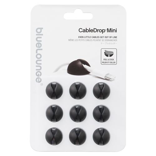 Organizador de cables Bluelounge Cabledrop Negro 9 unidades