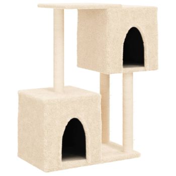 Rascador Para Gatos Con Postes De Sisal Color Crema 86 Cm Vidaxl