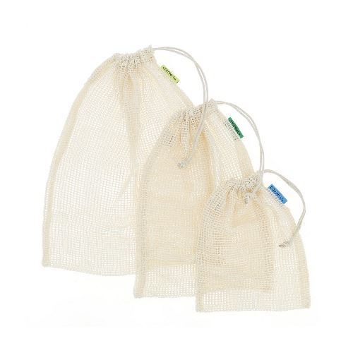 Set 3 bolsas de algodón orgánico Blanco Nature et decouvertes