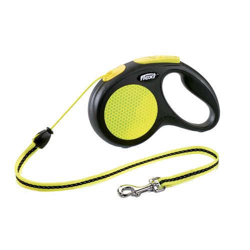 Flexi Neon Reflect Correa de Cordón Extensible Amarilla para perros