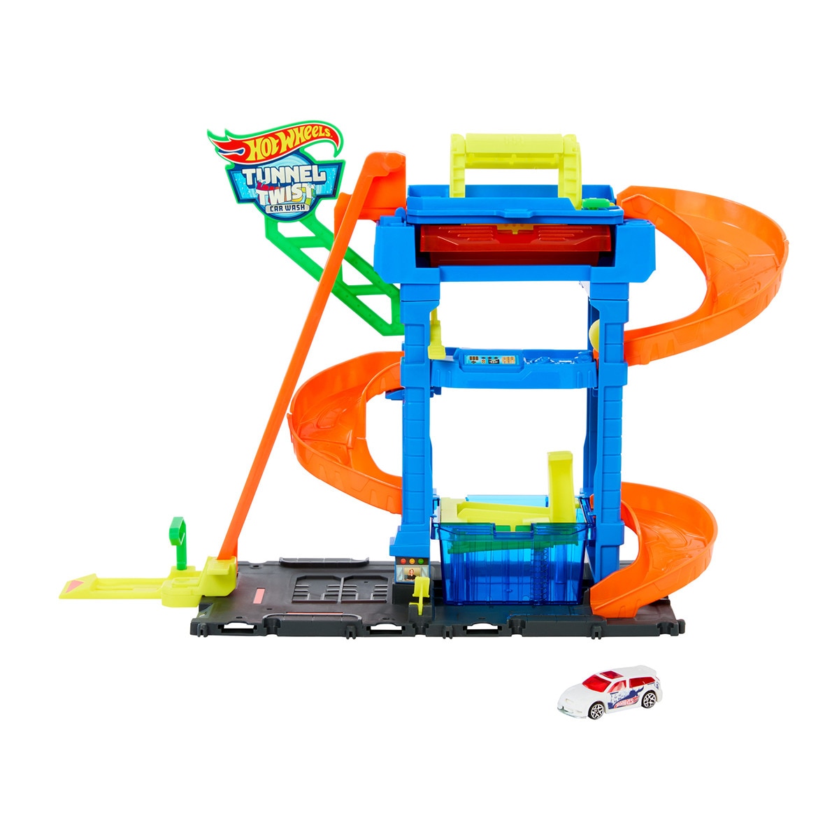 Hot Wheels - Pista para coches de juguete Túnel de lavado con giros Hot Wheels City.