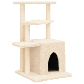 Rascador Para Gatos Con Postes De Sisal Color Crema 83,5 Cm Vidaxl