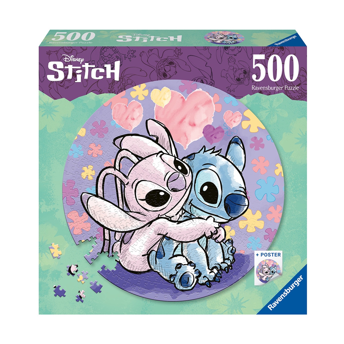 Ravensburger - Puzzle 500 Piezas Redondo Stitch Ravensburger.