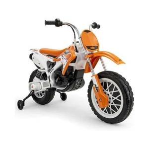 Injusa - Moto eléctrica Cross KTM 12V con acelerador y ruedas de apoyo ㅤ