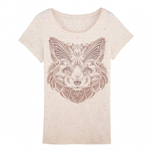 Camiseta Mujer Zorro Mandala color BEIGE