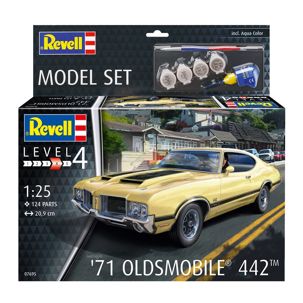 Revell - Maqueta 71 Oldsmobile 442 con accesorios básicos Revell.