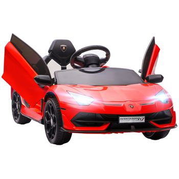 Coche Eléctrico Lamborghini Para Niños Con Mp3 Luces Rojo Homcom