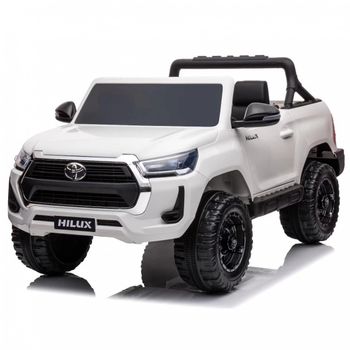 Toyota Hilux 860 24v Biplaza Y Mp4 Blanco - Coche Eléctrico Infantil Para Niños Batería 24v Con Mando Control Remoto