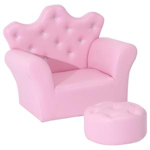 Homcom - Conjunto sillón + puff Rosa