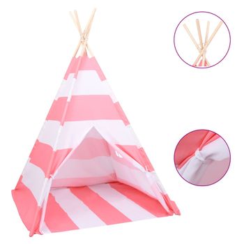 Tienda Tipi Niños Y Bolsa Piel De Melocotón Rayas 120x120x150cm Vidaxl