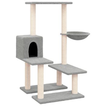 Rascador Para Gatos Con Postes De Sisal Gris Claro 94,5 Cm Vidaxl