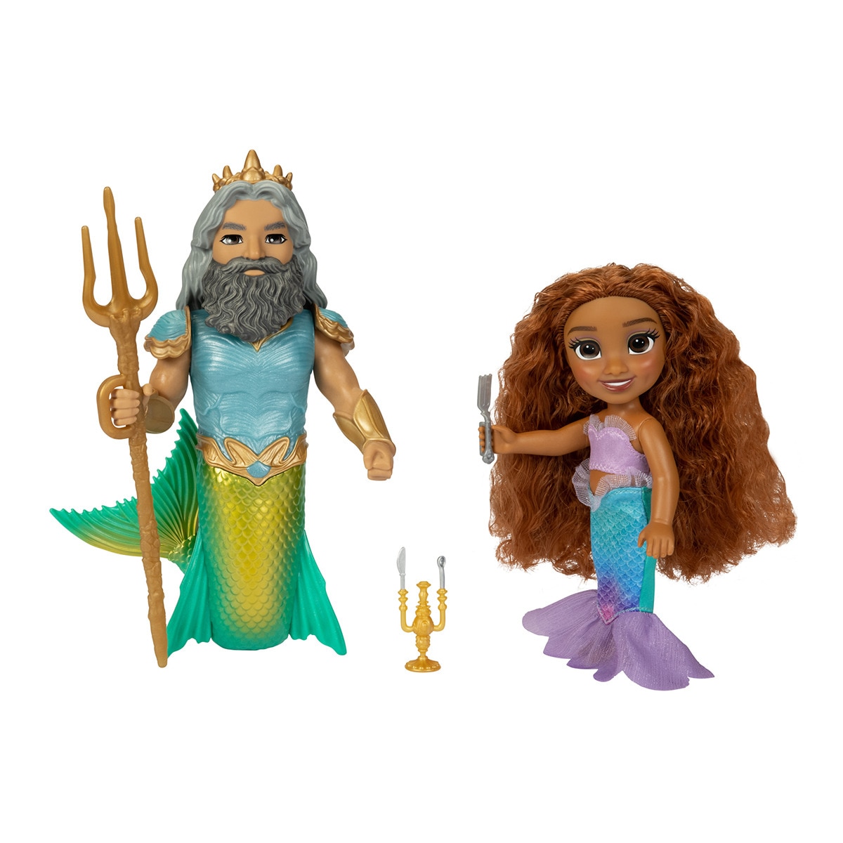 Jakks Pacific - Set De Regalo De Muñecas De 15 Cm Con Ariel Y El Rey Tritón