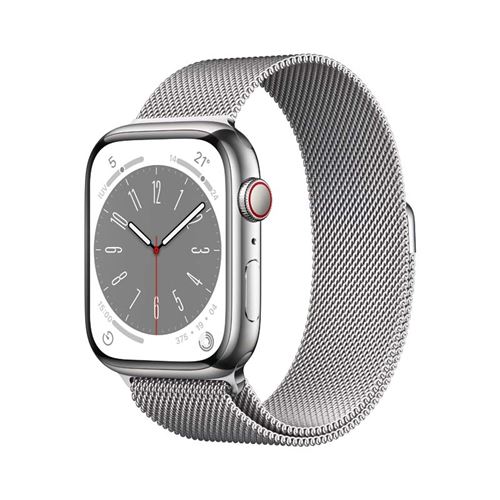 Apple Watch S8 45mm LTE Caja de acero inoxidable Plata y correa Loop milanese plata