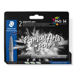 Blíster con 2 rotuladores STAEDTLER Pigment Arts con punta redonda negro