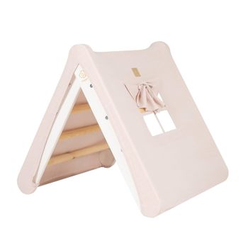 Casa Niños Escalera De Escalada Con Carpa 60x61 Cm Madera, Lino, Viscosacarpa Rosa - Escalera Blanca Meowbaby