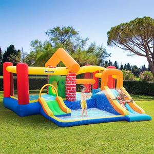 Castillo Hinchable con 2 toboganes y 2 camas de salto 380 cm Outsunny