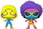 Set 2 figuras Funko Marvel Spiderman Across The Spiderverse Spider-Gwen y Spider-Woman Black Light Exclusiva FNAC 10cm