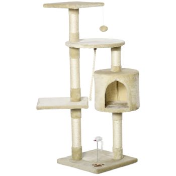 Árbol Para Gatos Rascador De Aglomerado De Madera Felpa 75x40x112 Cm