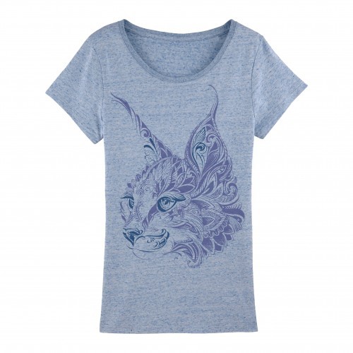 Camiseta Mujer Lince Mandala color Azul