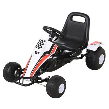 Go Kart A Pedales Infantil +3 Años Asiento Ajustable Blanco Homcom