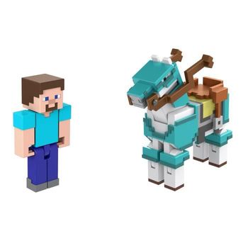 Minecraft - Steve Y Su Caballo De Diamantes - Figuras De Acción Mattel