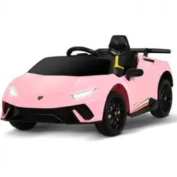 Coche Eléctrico Infantil Lamborghini Huracán Rosa/coche De Batería Para Niños Con Mando Control Remoto,ruedas Eva Y Asiento En Polipiel.