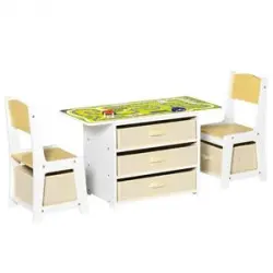 Homcom - Conjunto de mesa y 2 sillas con cajones