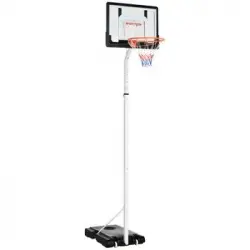 Canasta De Baloncesto Homcom Acero Pvc Pe, 90x83x310-360 Cm, Blanco