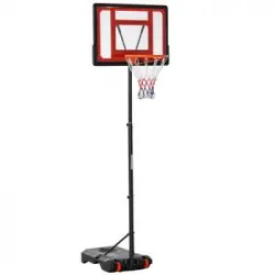 Canasta Baloncesto Homcom Acero Pvc Hdpe, 75x45x261 Cm, Negro Y Rojo