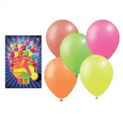 Bolsa con 18 globos medianos fluorescentes