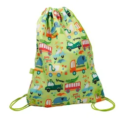 Mochila de cuerdas y mochila saco infantil con estampado de coches