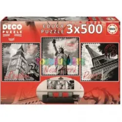 Puzzle 3x500 deco grandes ciudades