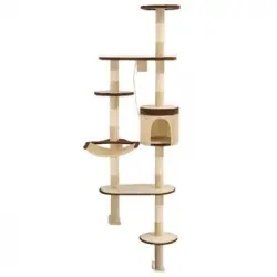 Rascador De Gato De Pared Postes De Sisal 194 Cm Beige Y Marrón Vidaxl