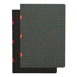 Set 2 Libretas Paperblanks A5 Negro sobre Rojo / Gris sobre Naranja Milimetrado