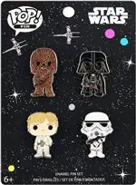 Set 4 Pins Funko Star Wars Darth Vader, Luke Skywalker, Chewbacca y Stormtrooper 10cm