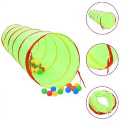 Túnel De Juegos Para Niños Con 250 Bolas Poliéster Verde 175 Cm Vidaxl