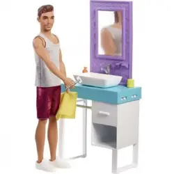 Barbie - Ken Y Baño - Juego De Muebles Y Accesorios Para Muñecas - Muñeca Incluida