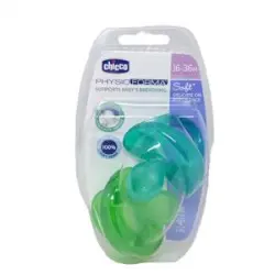 Chicco - Chupete Physio Soft Silicona azul/verde 16-36 meses