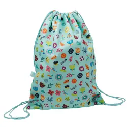 Mochila de cuerdas y mochila saco infantil con estampado de flores