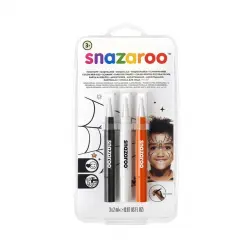 Snazaroo - Set 3 Rotuladores Maquillaje Snazaroo:Negro,Blanco Y Naranja.